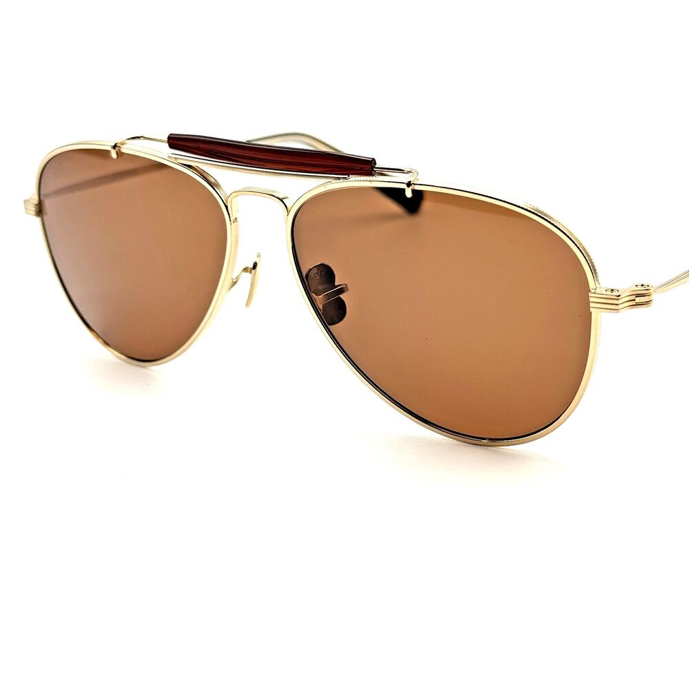 Eyevan Sunglasses Astro G Gold Aviator Frame Brown Lens 57-14-145 New Authentic - Picture 5 of 15